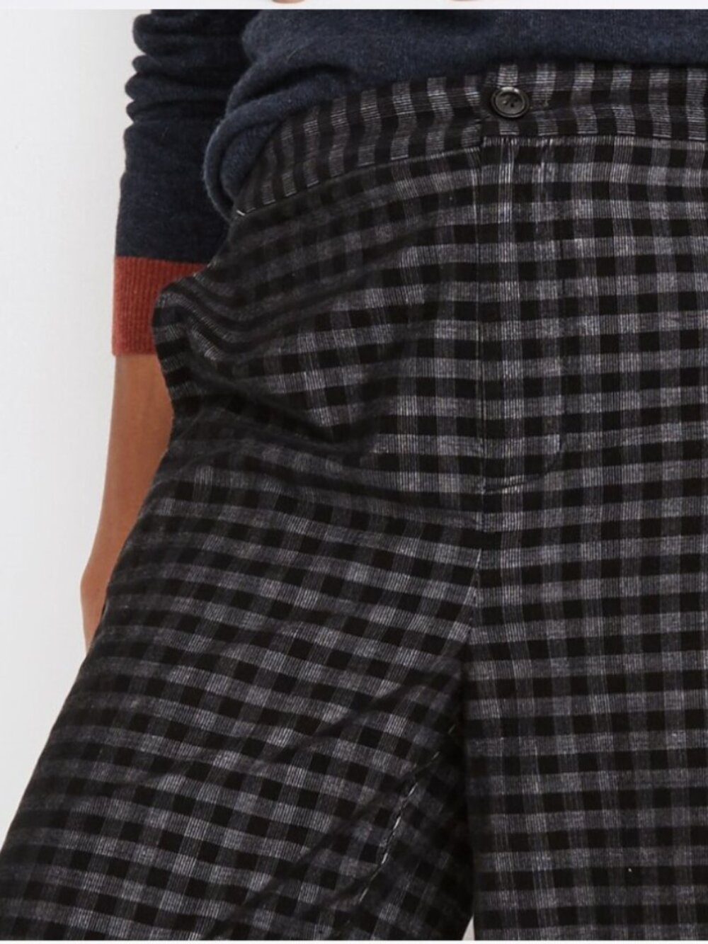 Madewell Huston Button-Front Ankle Pants in Checked Corduroy size Small - Picture 4 of 14